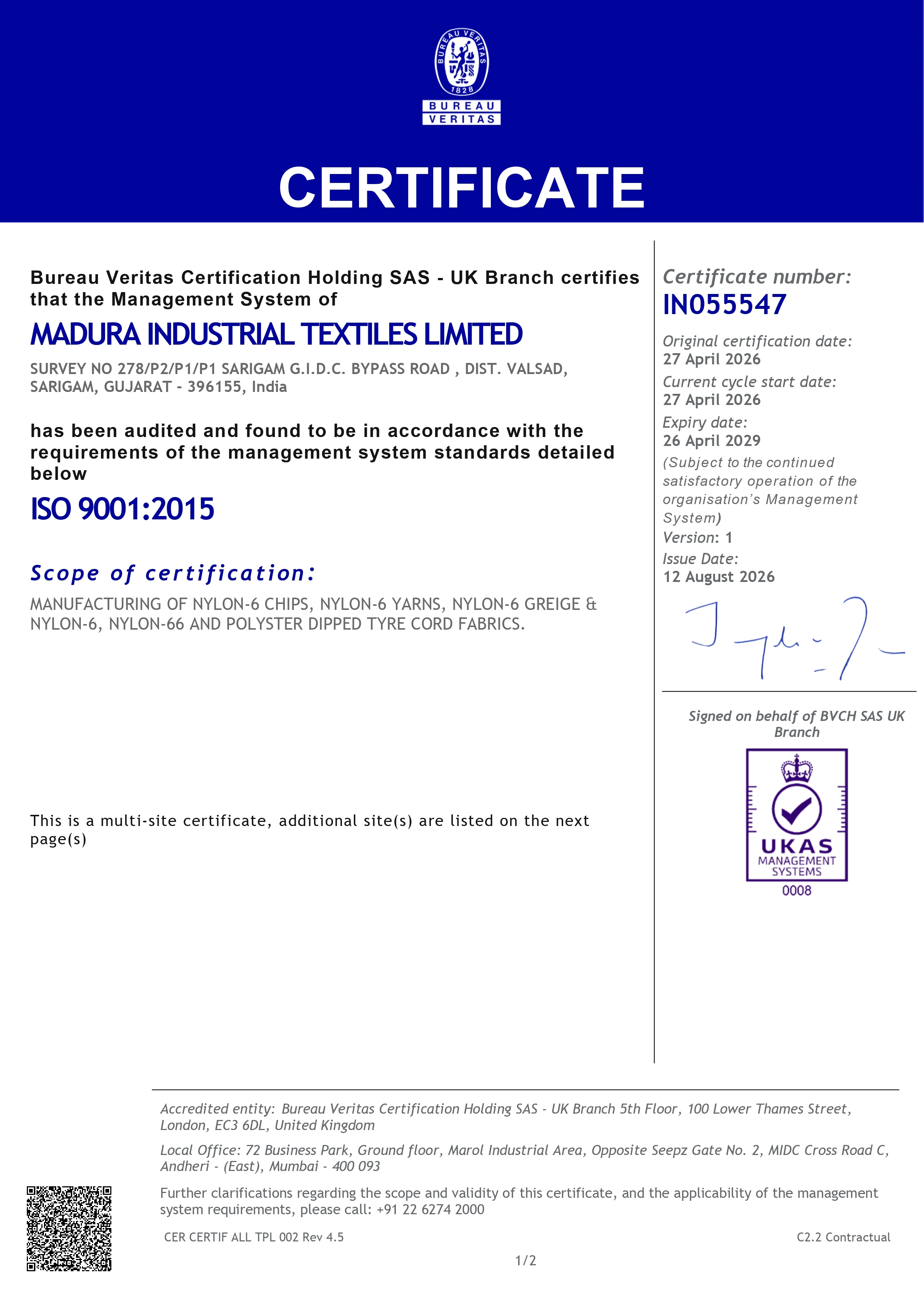 MITLS ISO 9001 Certificate